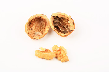 Walnuts. Close-up. Top view.