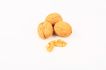 Walnuts. Close-up. Top view.