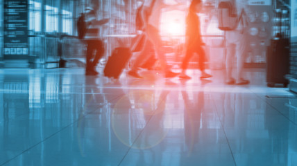 People Commuter Walking Rush Hour in the airport 