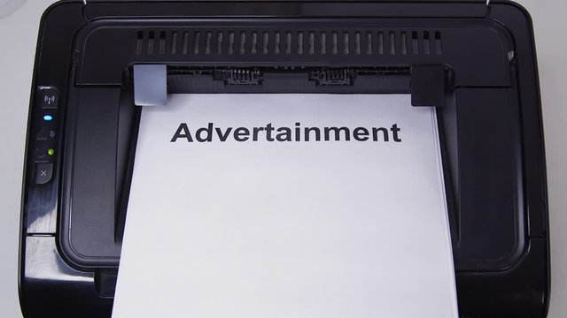 Close up getting Print of Advertainment on Paper from Printer 