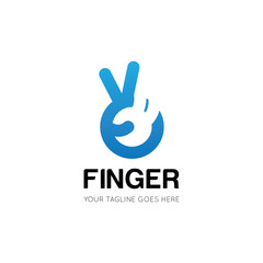 number two finger logo, peace with finger icon vector illustration design template