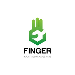 number three finger logo, three with finger icon vector illustration design template