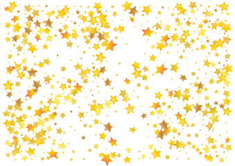 Festive glitter gold star confetti background. Abstract frame confetti texture for holiday, postcard, poster, website, carnivals, birthday and children's parties. Cover confetti mock-up. Wedding card