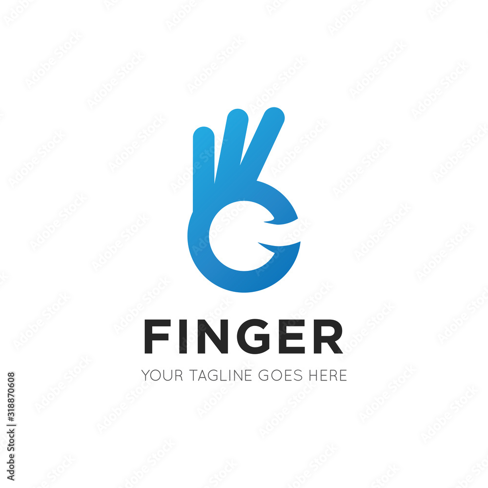 Wall mural good finger logo, ok with finger icon vector illustration design template