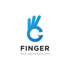 good finger logo, ok with finger icon vector illustration design template