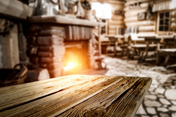 Desk of free space for your decoration and fireplace 