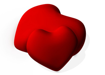  Hearts. Postcard. On white background. Valentine's Day. The 14th of February. Love. Feelings of love. 3d rendering.