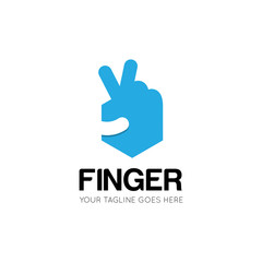 number two finger logo, peace with finger icon vector illustration design template