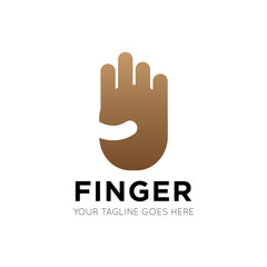number four finger logo, fourth with finger icon vector illustration design template