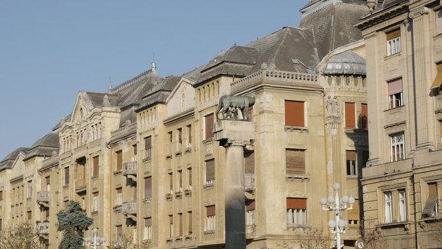 The Capitoline Wolf Statue in the city center of Timisoara 4K video