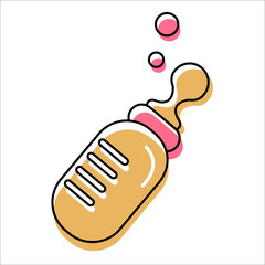 Baby bottle of milk over white icon