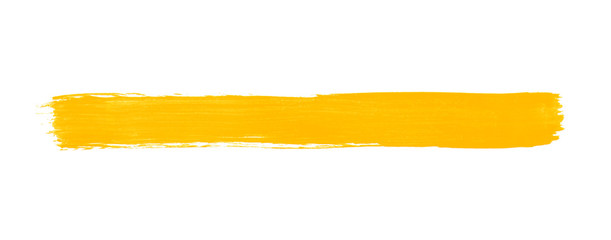 Gemalter Pinsel grunge Streifen gelb orange - obrazy, fototapety, plakaty