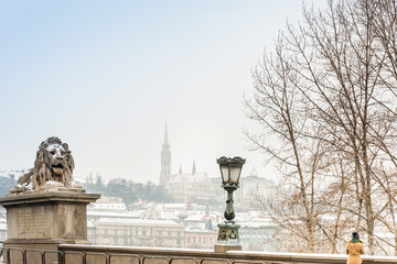 Fototapeta premium Szechenyi Chain Bridge in Budapest, Hungary, Europe