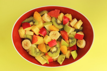 multi colored fruit salad, top view