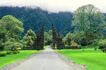 Iconic stone Handara Bali Gate in Bedugul region, Indonesia