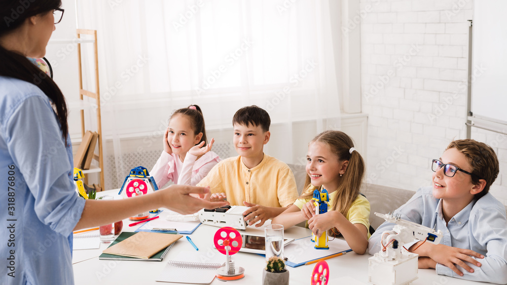 Aufkleber Children studying in after school computer coding class