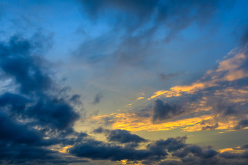 Beautiful sky and colorful clouds at dusk