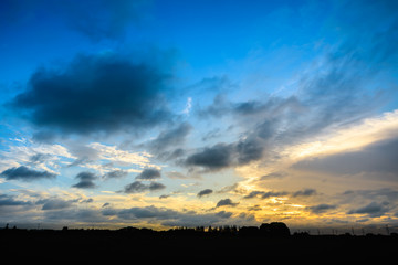 Beautiful sky and colorful clouds at dusk