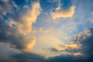 Beautiful sky and colorful clouds at dusk