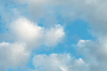 White and black clouds in the sky.
