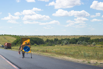 Fototapeta premium road repair worker