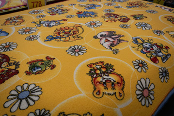 Bright yellow carpet for kids or children