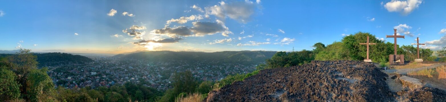 A panoramic view of Three Crosses and Olongapo City, Philippines 
