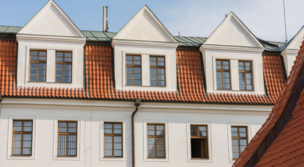 house with red roof in prague