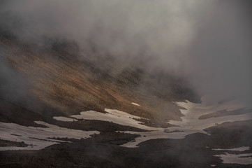 View at foothills with ice at the bottom