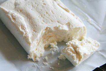 crumbly fresh cottage cheese, healthy food