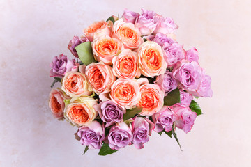 Bouquet of tea roses and floribunda