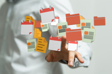 cloud connected to many objects on a virtual screen.