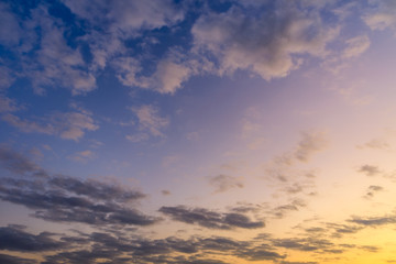 Beautiful sky and colorful clouds at dusk