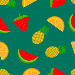 set of fruits isolated on white background