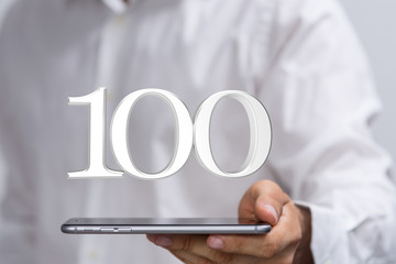 100 Anniversary 3d numbers. Poster template for Celebrating 100 anniversary event party.