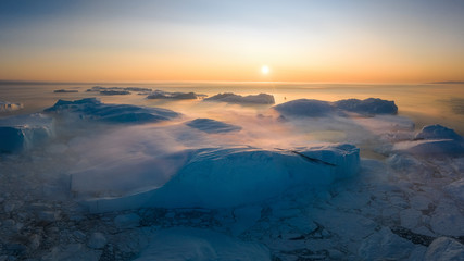 Greenland Ilulissat glaciers at ocean
