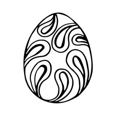 Doodle easter egg. Black and white hand-drawn illustrations for coloring by children. Sketch eggs for cards, logos, holidays.