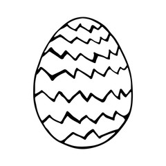 Doodle easter egg. Black and white hand-drawn illustrations for coloring by children. Sketch eggs for cards, logos, holidays.
