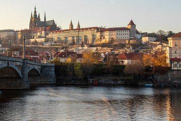 Obraz premium River Vltava with Prague castle