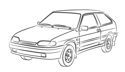 The Sketch of a old retro car.