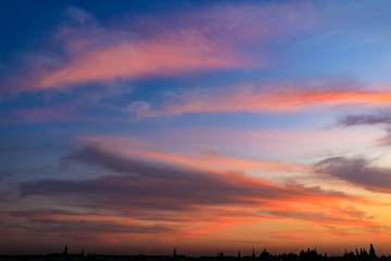 Beautiful sky and colorful clouds at dusk