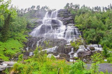 Tvindefossen waterfall in Norway.