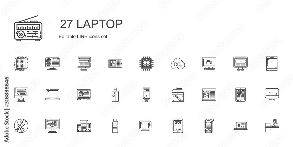 Poster laptop icons set