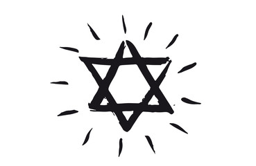Star of David, set. Hand drawn illustration. Grunge star of David.	