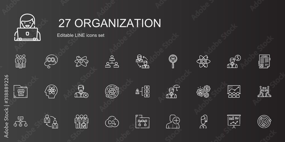 Poster organization icons set