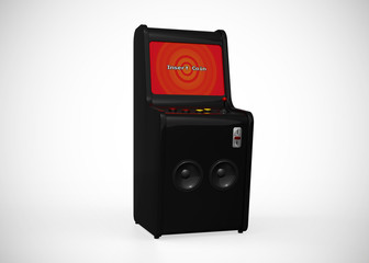 Arcade Machine Insert Coin Screen Retro Gaming Style With Joystick and Buttons 3D Render
