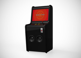 Fototapeta premium Arcade Machine Insert Coin Screen Retro Gaming Style With Joystick and Buttons 3D Render