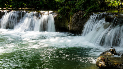 Green waterfall (Chet Sao Noi waterfall) in Thailand.