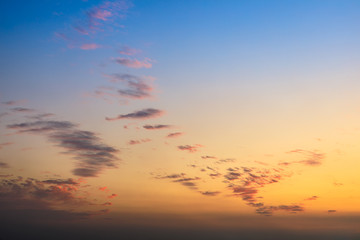 Beautiful sky and colorful clouds at dusk