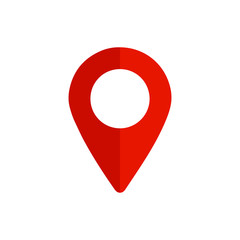 Map pointer icon. GPS location symbol. Map pin is red. Isolated vector illustration.